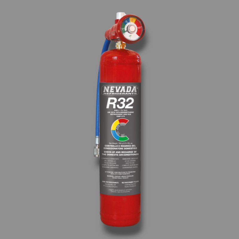 R32 refrigerant gas in 780g cylinder with pressure gauge for diagnosis ...