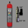 Refrigerant gas R32 refill in 780g cylinder valve 1/2" acme left with 1/4" tap